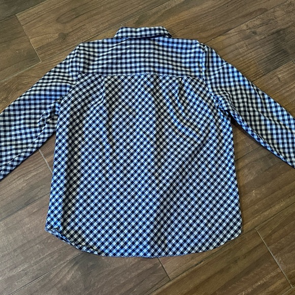 Lafayette 148 New York Blue and Cream Checkered Women's Shirt - Picture 2 of 6